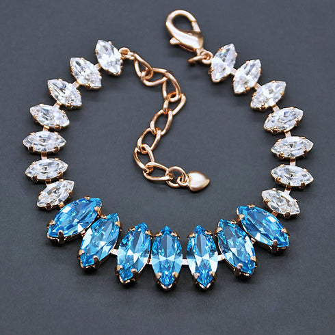 Браслет "Ornella (Aquamarine Blue)" с кристаллами Swarovski™
